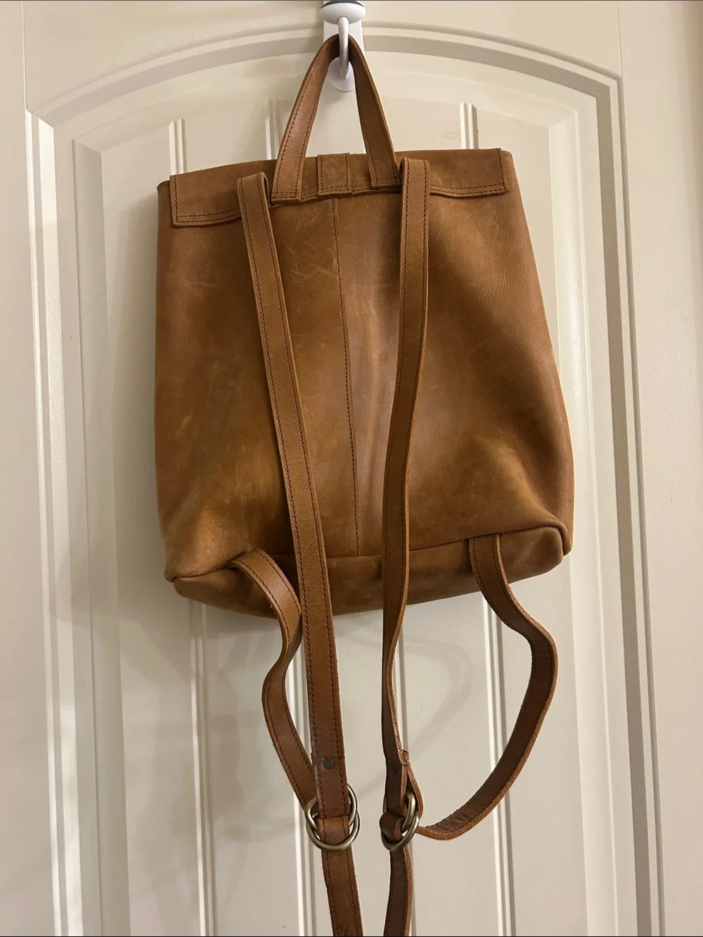 Magnolia Chevron Paneled Tan Leather Backpack